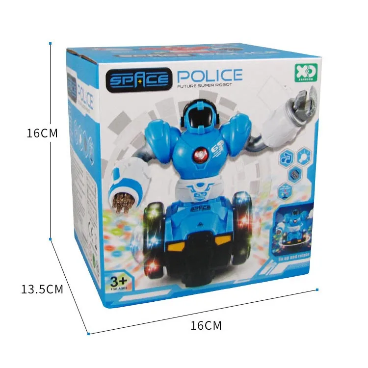 Red With box 360 Вращающаяся Электронная танцевальная игрушка-робот для автомобиля, музыкальный мигающий для мальчиков, Детские интерактивные питомцы, Электронная ходящая игрушка для детей - Цвет: Red With box