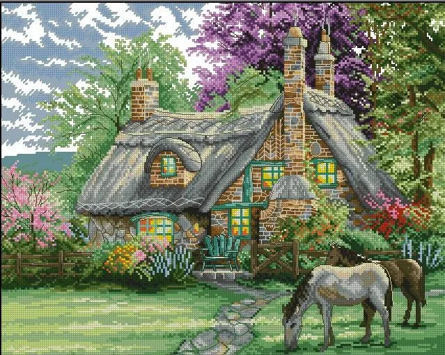 Высшее качество красивый и милый комплект для вышивки крестиком летний дом