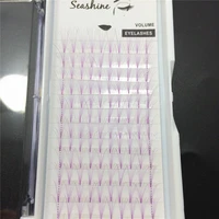 seashine 6d color premade fans short stem good quality synthetic russsian volume lash extension 1 box soft free shipping