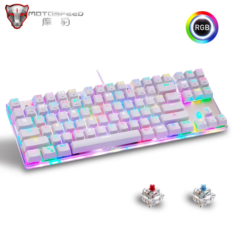 Motospeed K87S USB Проводная игровая механическая клавиатура красный синий
