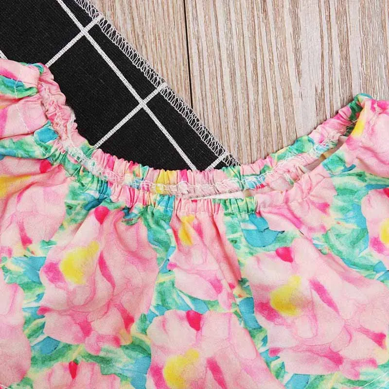 Rorychen Brand 2019 New Summer Toddler Baby Girls Romper Off Shoulder Petal Sleeve Floral Pink Jumpsuit 4-24M |