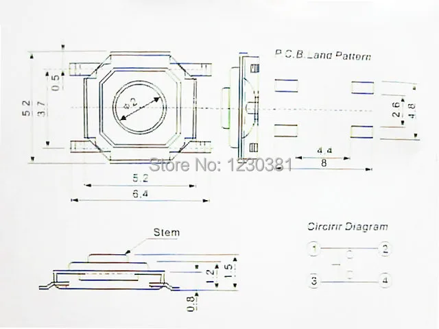 100 шт./лот 5 1x5 1x1 мм Кнопка с Медной головкой SMD Микро тактильный Такт Электронный