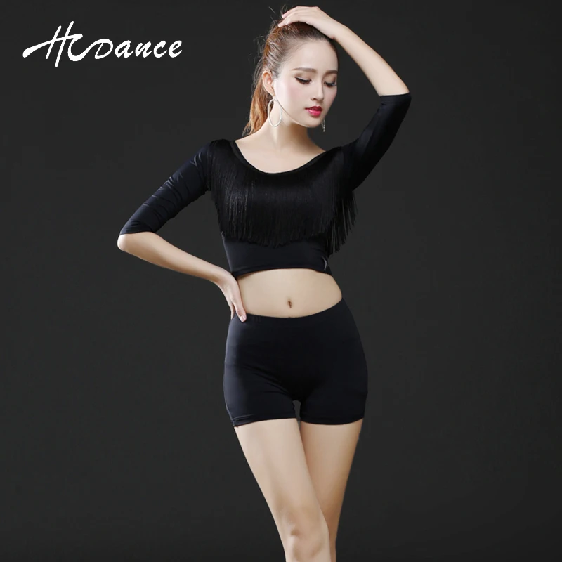 

2016 New Sexy Latin Dance Leggings Spandex Polyester Long Sleeveless Black Dancewear Women Dance Leggings Clothing A234