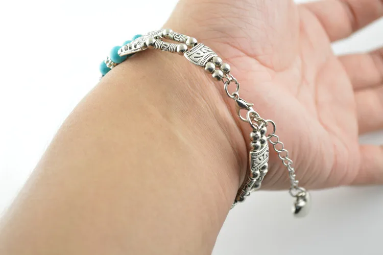 Оптовая продажа цвет: старое серебро сплав Бабочка Браслеты с подвесками и