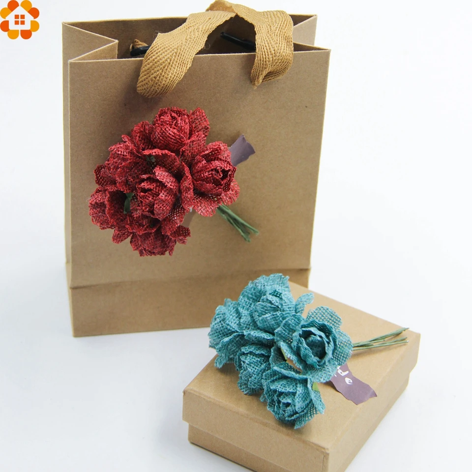 Искусственные джутовые розы 6 шт. букет из искусственных цветов для дома свадьбы