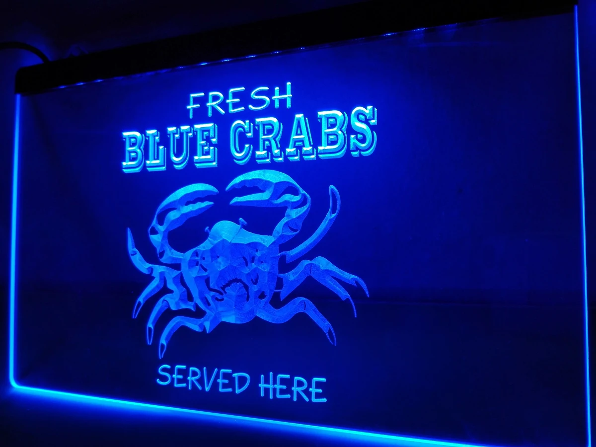 

LK313- Blue Crabs Restaurant Seafood Bar NEW Light Sign home decor crafts