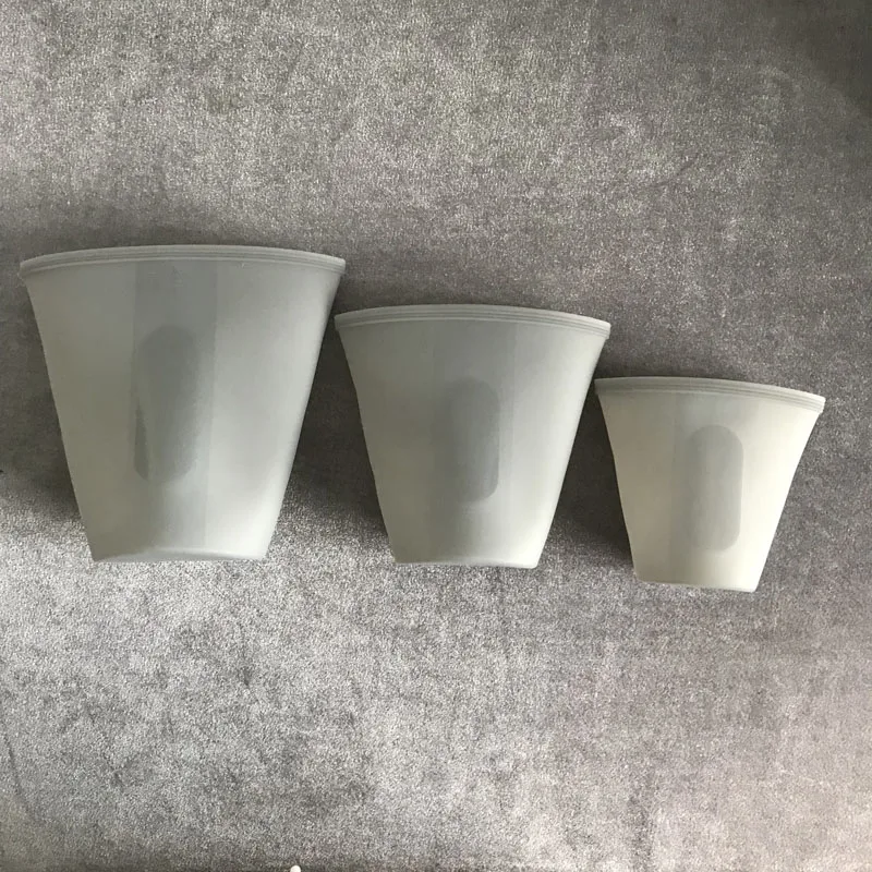 3pcs-Gray-Cup Многоразовый силикон сумка для хранения продуктов питания контейнеры набор свежих мешков Ziplock морозильная камера уплотнения обертки упаковка для фруктов кухонный Органайзер - Цвет: 3pcs-Gray-Cup