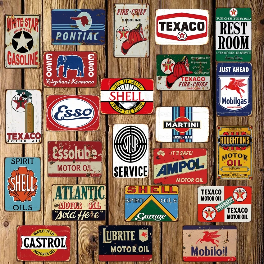 

[ DecorMan ] TEXACO ESSO MOBIL Tin Signs Custom wholesale Metal Paintings Bar PUB Decor LT-1718