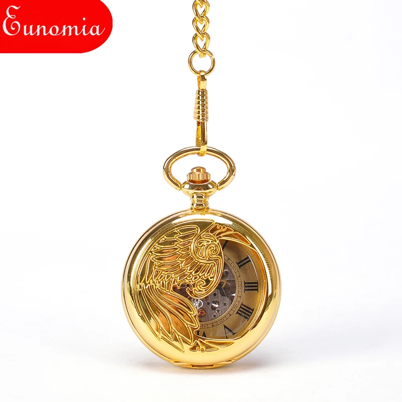 Роскошные карманные часы с подвеской в виде золотого Феникса цепочкой