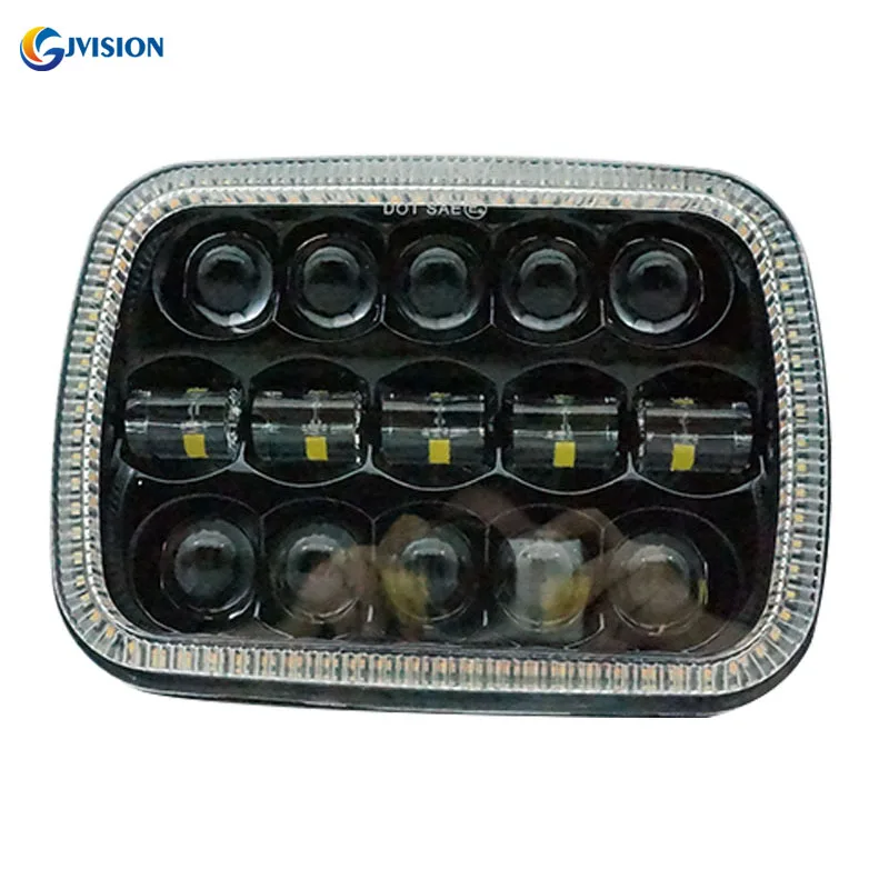 Новинка; 5x" 7x6 дюймов Angel eyes DRL H4 светодиодный квадратные фары для Jeep wrangler YJ Cherokee XJ Comanche MJ прямоугольный налобный фонарь