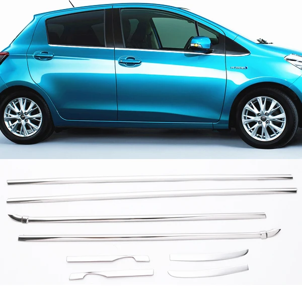 

JY 8pcs SUS304 Stainless Steel Window Trim Upper Car Styling Cover Accessories For Toyota Vitz/Yaris 130s 2017 2018