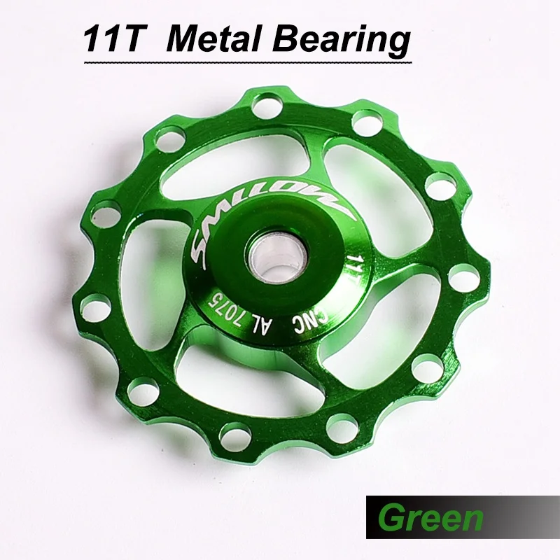 11T Green 11T MTB велосипедный задний переключатель Jockey колеса 4 мм 5 мм 6 мм герметичный подшипник 13 т шкив AL7075 CNC дорожный велосипед направляющий ролик направляющий - Color: 11T Green