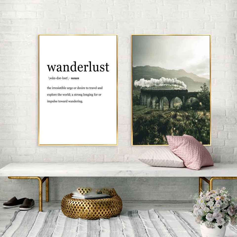 Принты Magic постер с поездом Wanderlust цитата пейзаж холст живопись скандинавские