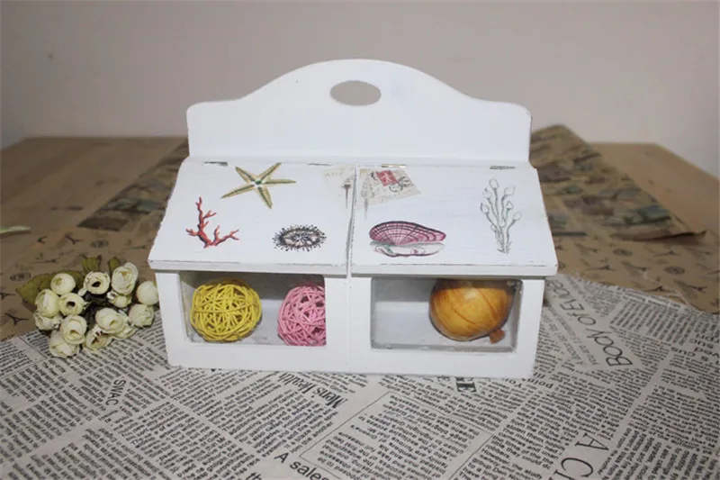 Креативная деревянная косметическая коробка для хранения вещей 2 решетки с