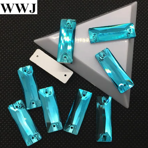 aquamarine Link 2 все размеры и цвета 5x15 мм, 6x18 мм, 7x21 мм, 8x24,9x27 космический багет Пришивные стеклянные хрустальные камни прямоугольные швейные хрустальные бусины - Цвет: aquamarine