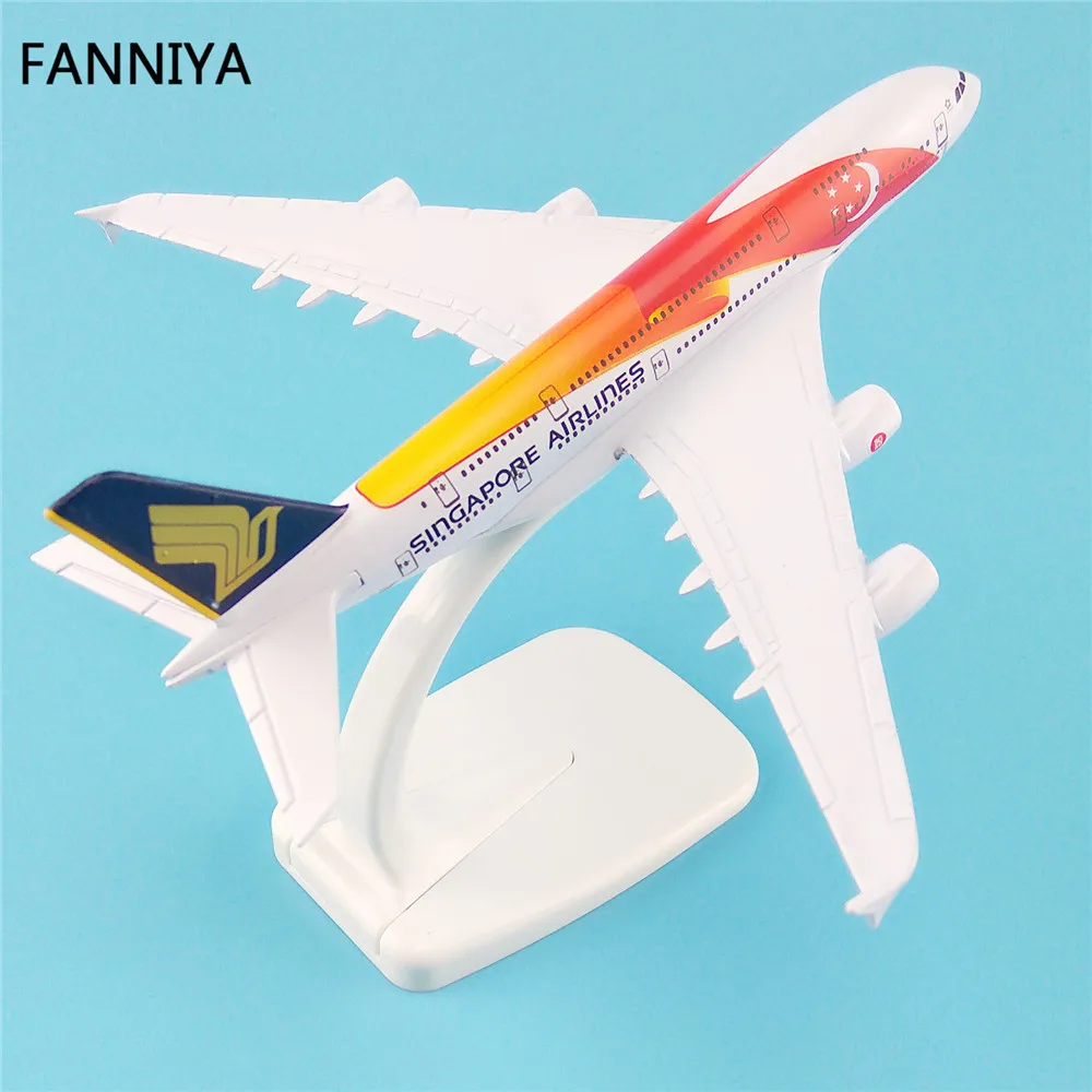 16 см металлическая модель самолета Red Air Singapore Airlines A380 Airbus 380 Airways W подставка