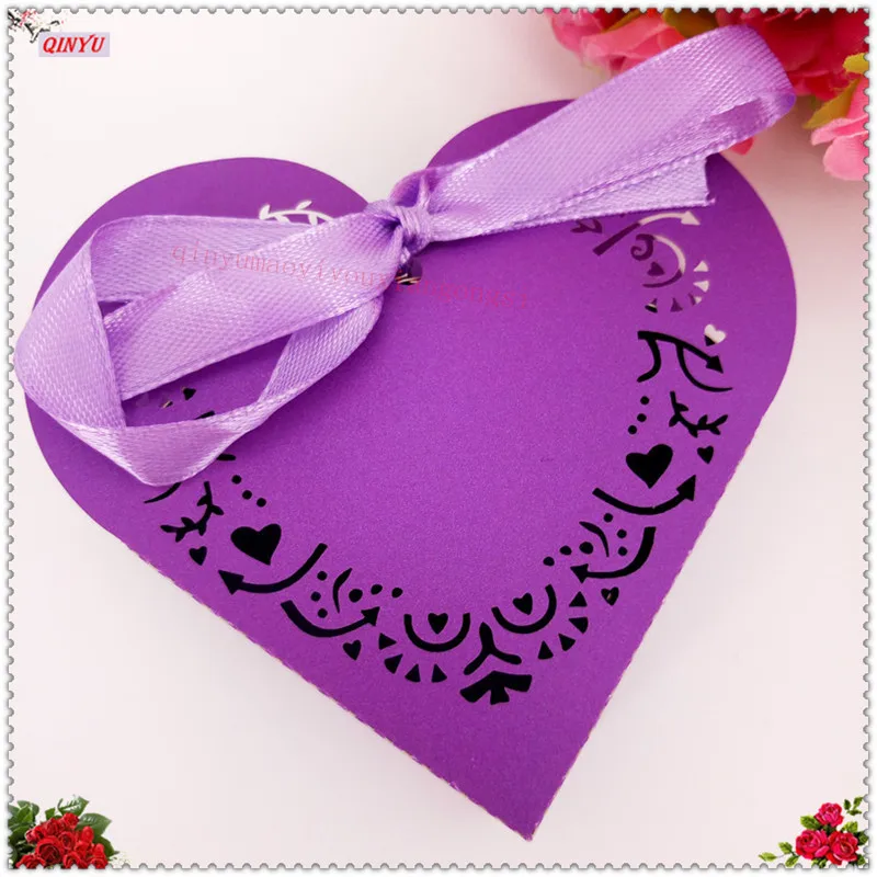 10/50/100 шт./компл. Love Heart лазерная резка полые сувениры в виде каретки с лентой