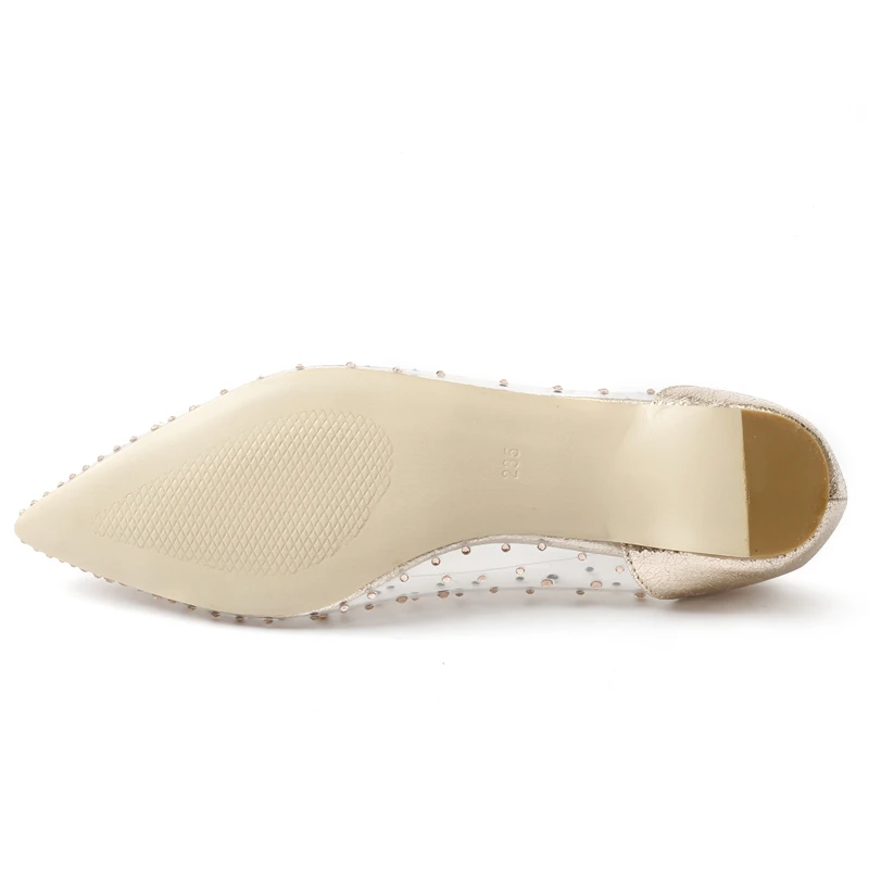 Buono Scarpe/блестящие Прозрачные Свадебные туфли на плоской подошве с острым носком; Роскошные женские туфли со стразами; летние туфли на плоской подошве со стразами