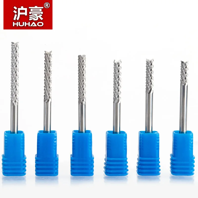 HUHAO 1pcs 3.175mm 4mm 6mm Carbide Tungsten Corn Cutter cutting PCB milling bits end mill CNC router bits for Engraving machine