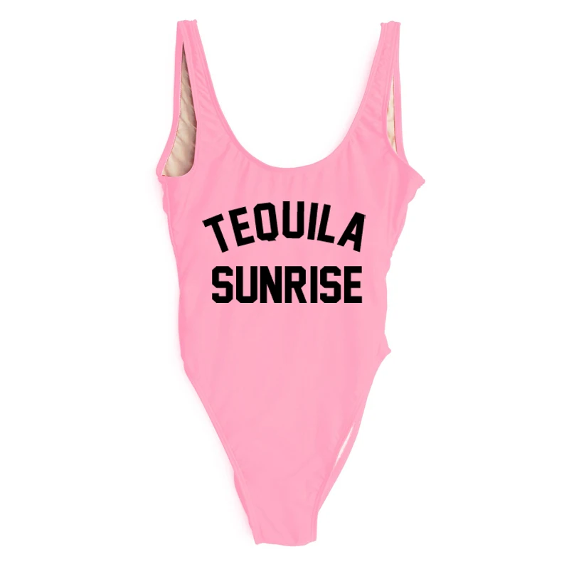 Женский купальник TEQUILA SUNRISE с высокой посадкой, Цельный купальник, сексуальный боди, летняя пляжная одежда, комбинезоны, купальный костюм maio, монокини - Цвет: PKBK