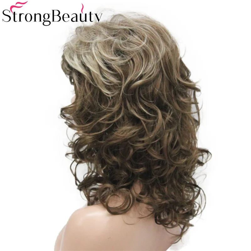 StrongBeauty длинные вьющиеся бордовые парики женские синтетические светлые волосы