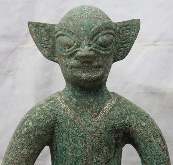 USPS to USA S1123 19 China Dynasty Old Bronze Silver-Gilt Qin Shi Huang Yong people servant Statue B0401 | Дом и сад