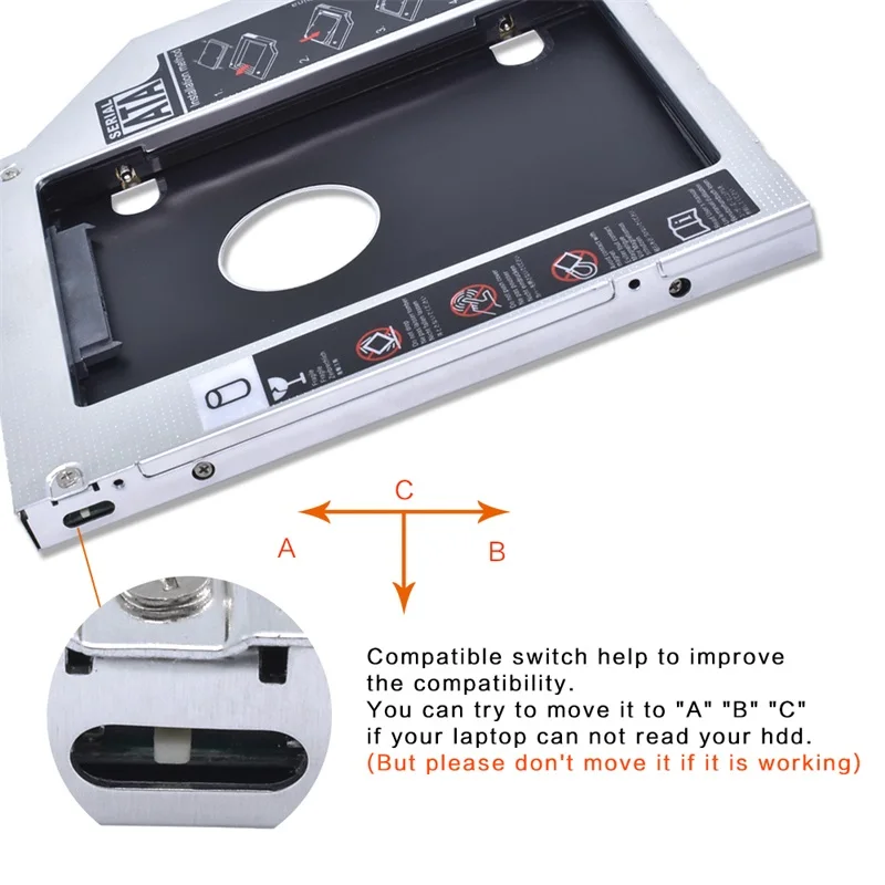 Алюминиевый Optibay 12 7 мм SATA 3 0 2 й HDD Caddy SSD CD DVD чехол Корпус для ноутбука ROM Оптический