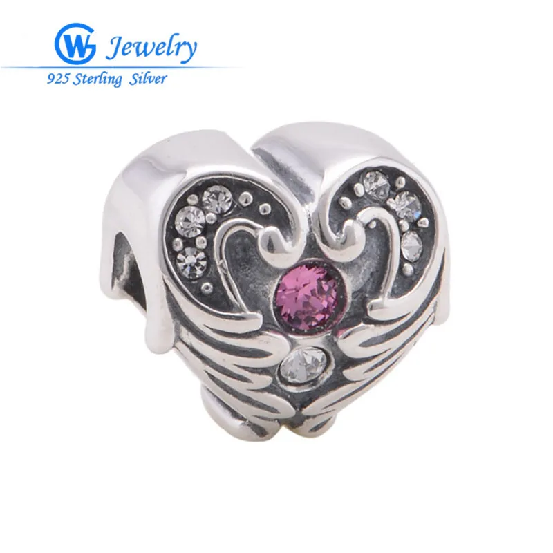 

Heart Charm With Crystal 925 Sterling Silver Jewelry Making Pendants Beads Fits Bracelets Bangles Factory GW Jewelry X284
