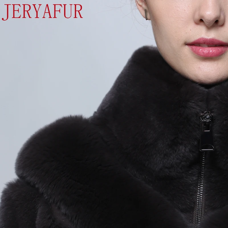 Jeryafur полный мех лисы кожаная куртка с лисьим мехом Зимние теплые воротник