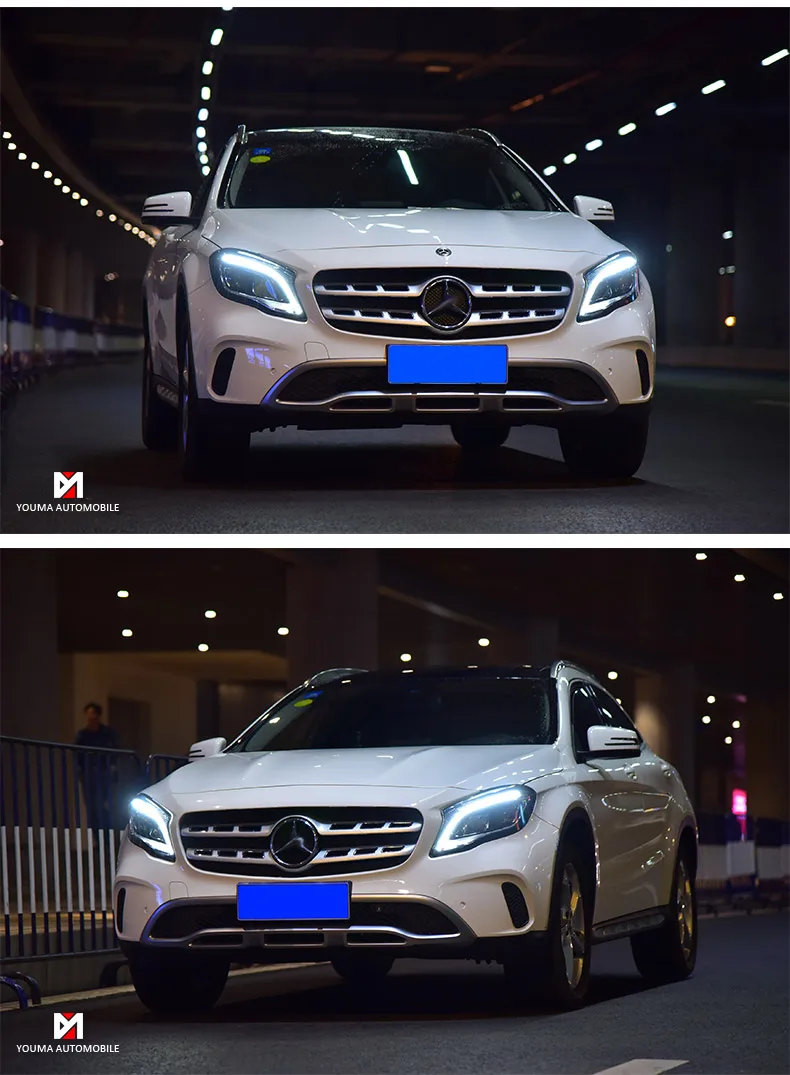 Автомобильный Стайлинг для Mercedes-Benz GLA фара в сборе Низкая с новым высоким с разблокировкой касания синего дневного света