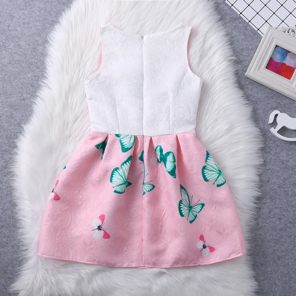 MUQGEW Kids New Fashion Summer Children Baby Girl Print Butterfly Dress Sleeveless Party Princess Clothes | Детская одежда и обувь
