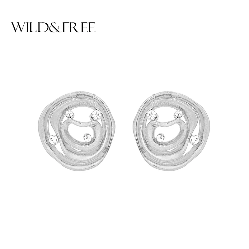 Женские матовые серьги гвоздики с золотым цветком Wild & Free 2018 модные аксессуары