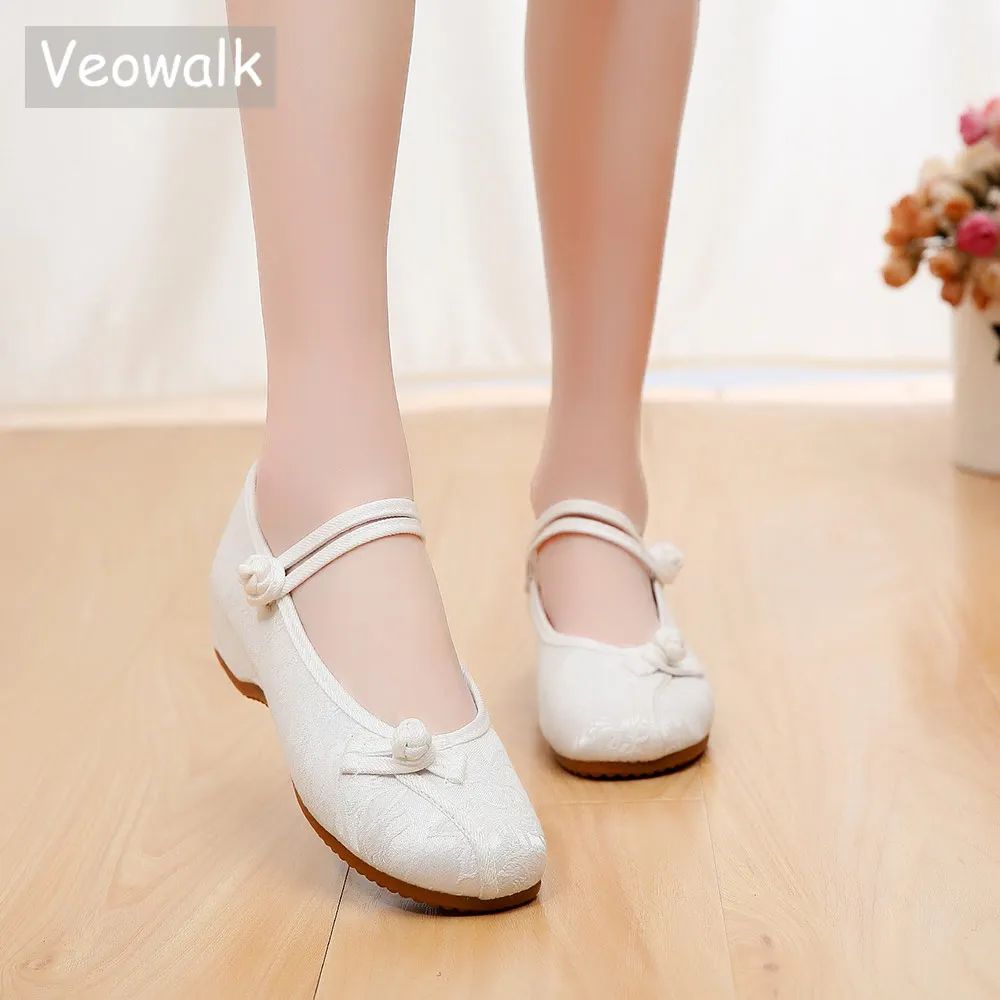 Женские балетки Veowalk из жаккардового хлопка на плоской подошве Женская китайская