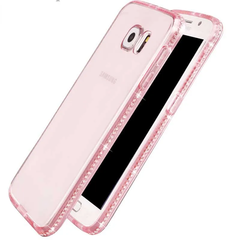 Soft Transparent Diamond Phone Cases For Samsung Galaxy S6 S7 Edge 2017 A3 A5 A7 A8 J3 J5 J7 Note 4 5 TPU Gel Cell Back Cover |
