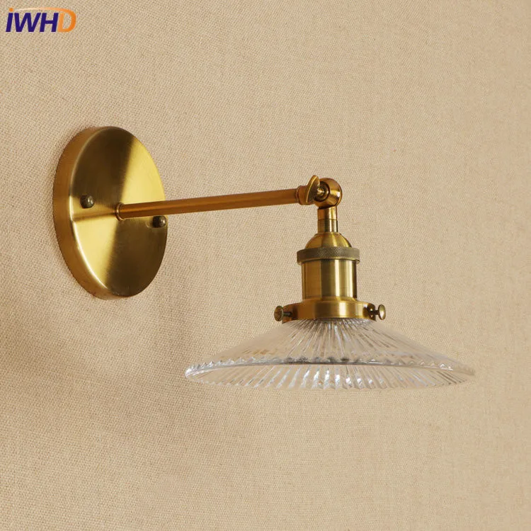 IWHD Лофт Edison светодиодный настенный светильник Железный Регулируемый Wandlamp стеклянный светильник для ванной комнаты RH светильники Домашний Светильник ing аппликация Murale светильник