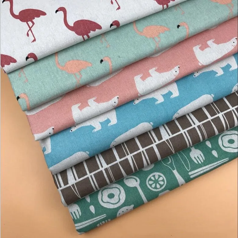 

150cm X 50cm six different tyes printed linen cotton table cloth fabric
