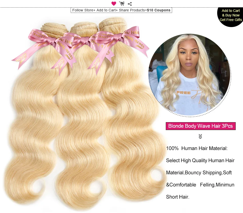 613 пучки с закрытием блонд объемные волнистые пучки с закрытием Ishow бразильские человеческие волосы пучки с закрытием remy волосы