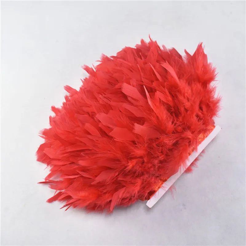 Оптовая продажа 10 метров красные Красивые турецкие перья лента бахрома 4-6 дюймов