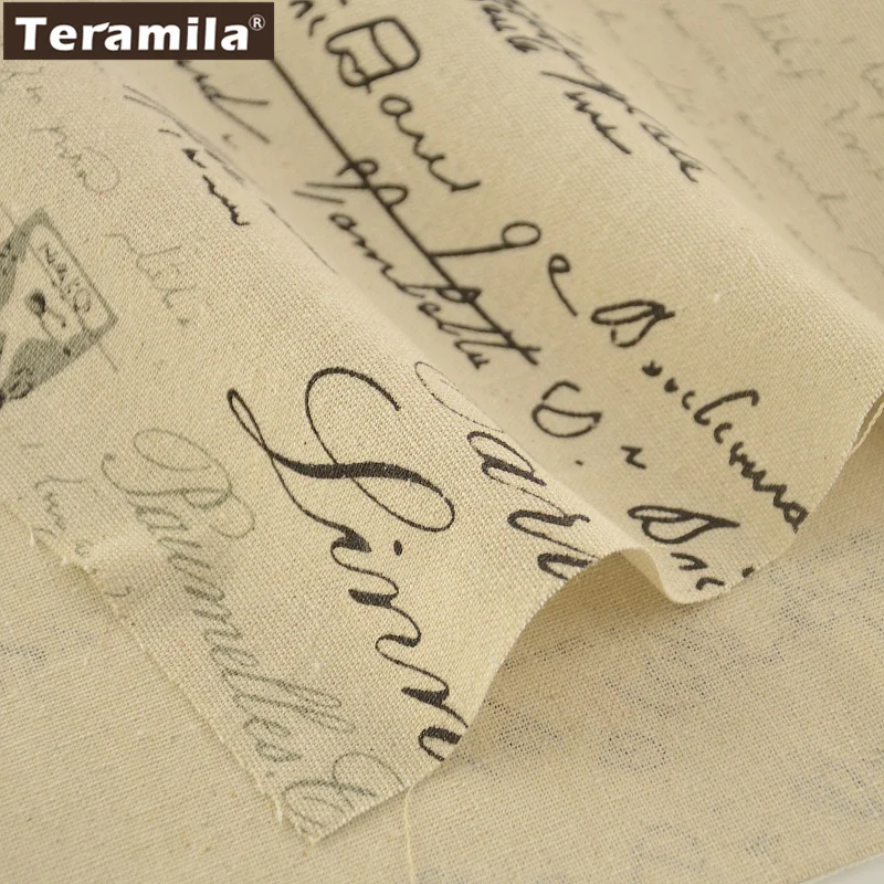 Домашний текстиль башня и слова хлопок лен ткань TERAMILA швейный материал Tissu