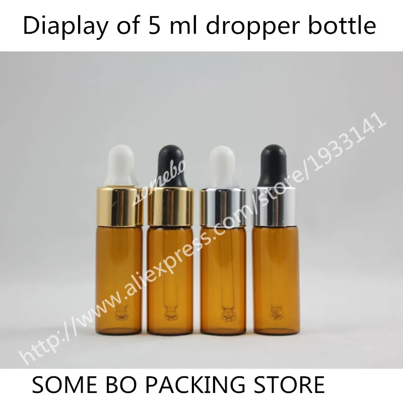 

Hot sale 200pieces/Lot 5ml Amber Glass Dropper Bottle For Essence And Other Use, Small Glass Vails With Dropper