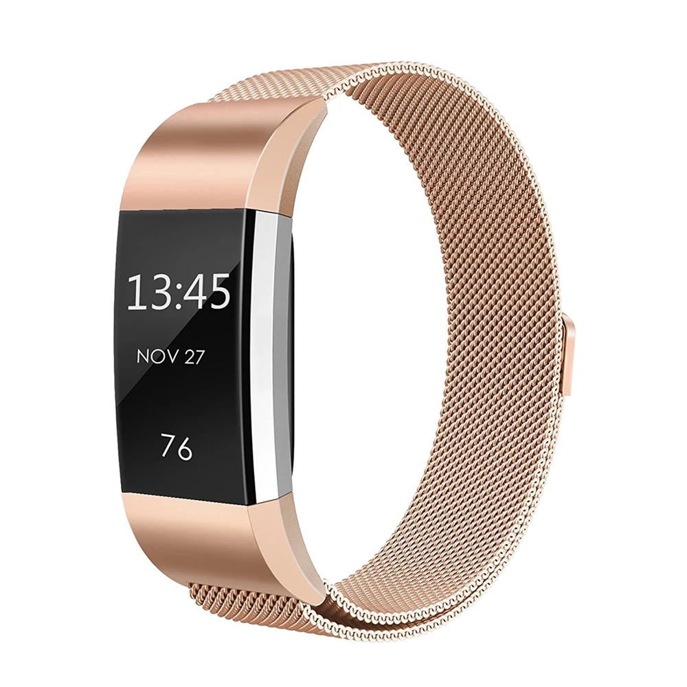 Хохлатая Миланская петля ремешок для часов для браслета FitBit Charge 2 Замена наручных часов браслет из нержавеющей стали ремень аксессуары