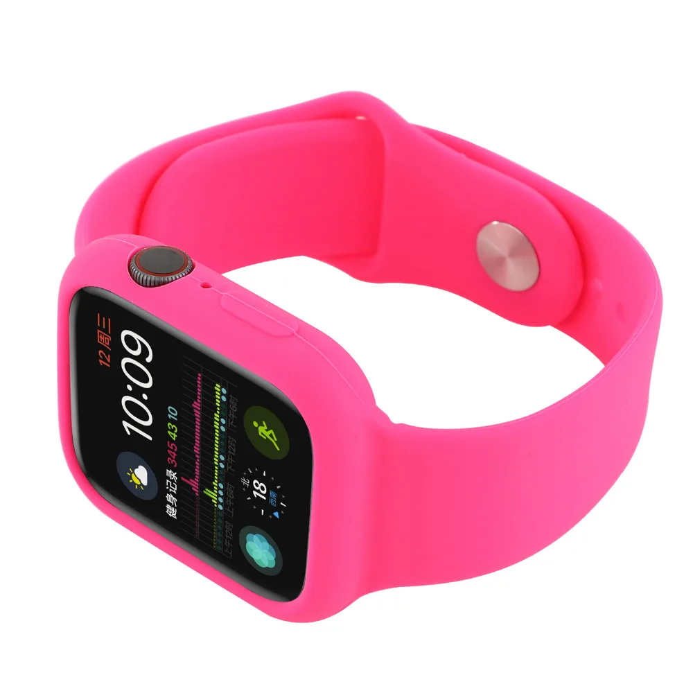 Силиконовый ремешок и защитный чехол для Apple Watch 42 мм 38 40 44 ремешки наружных