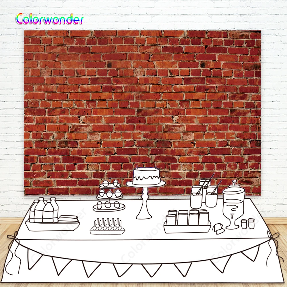Фотофон Colorwonder с красно коричневой кирпичной винтажной стеной для декора комнаты