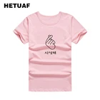 Женская футболка с принтом в виде сердца HETUAF, футболка большого размера в Корейском стиле с графическим принтом в стиле ольччан