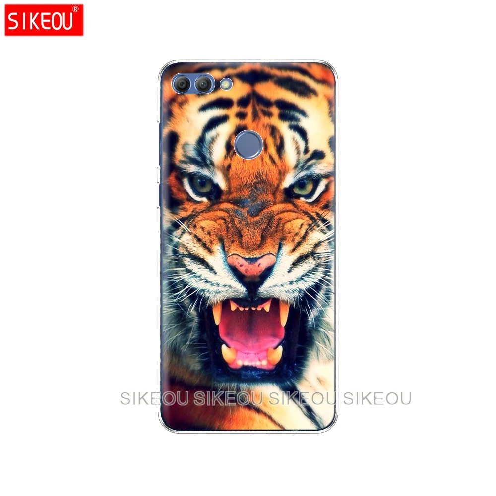 Силиконовый чехол для телефона huawei p smart чехол для psmart задняя крышка Полный 360 Защитный Волк тигр, Лев, Леопард медведь - Цвет: 10137