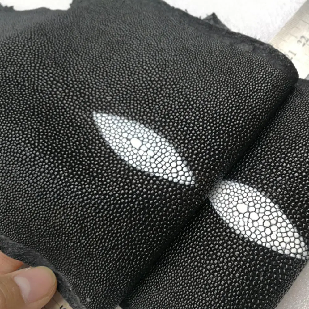 Кожа ремесло Подлинная ската натуральная Manta Ray рыбья кожа DIY кожаные ремесленные часы пояс нож сумка ручка стандартный материал черный