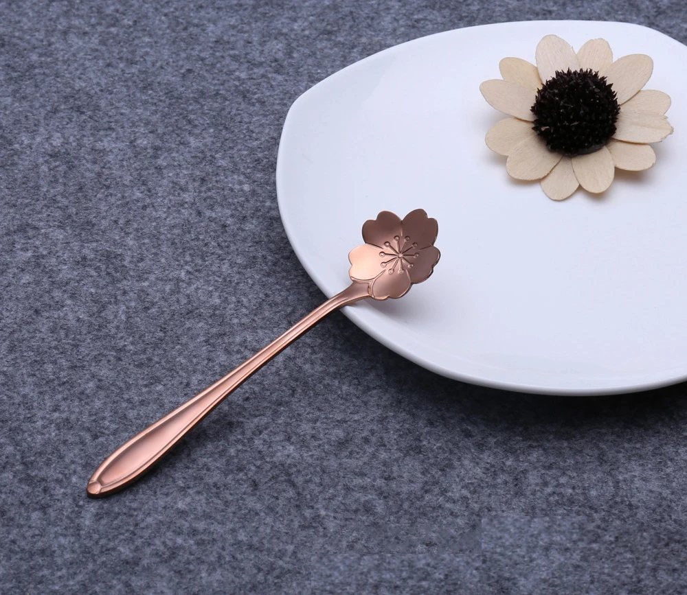Новинка розовое золото 5 шт./компл. посуда в форме цветка сахарная нержавеющая