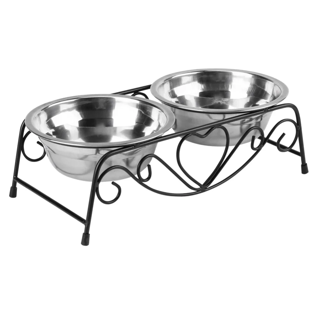 

Double Pet Supplies Dog Bowl Stainless Steel Plastic Cat Food Feeding Feeder Food and Water Dish Bowl