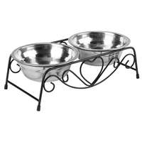 double pet supplies dog bowl stainless steel plastic cat food feeding feeder food and water dish bowl