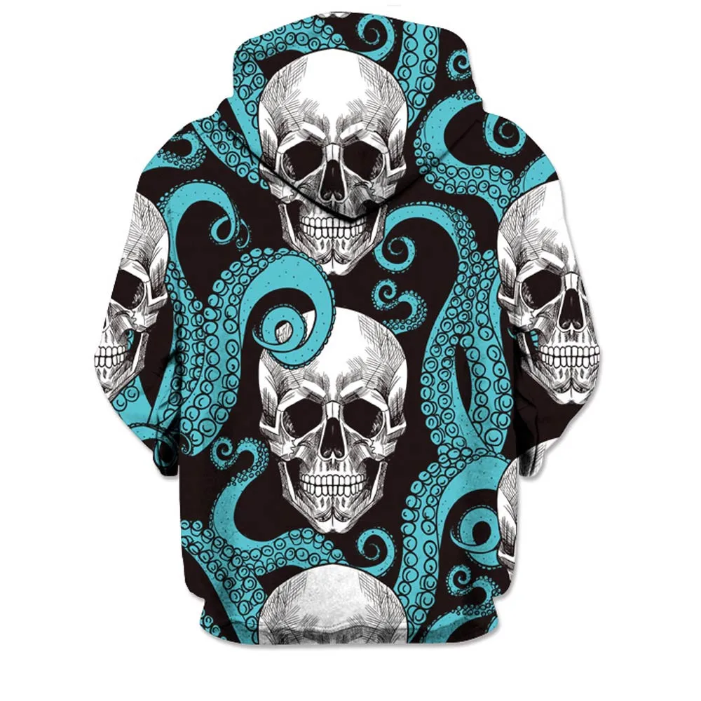 3d мужские уличные толстовки с 3D принтом черепа пуловер Полиэстер длинный рукав